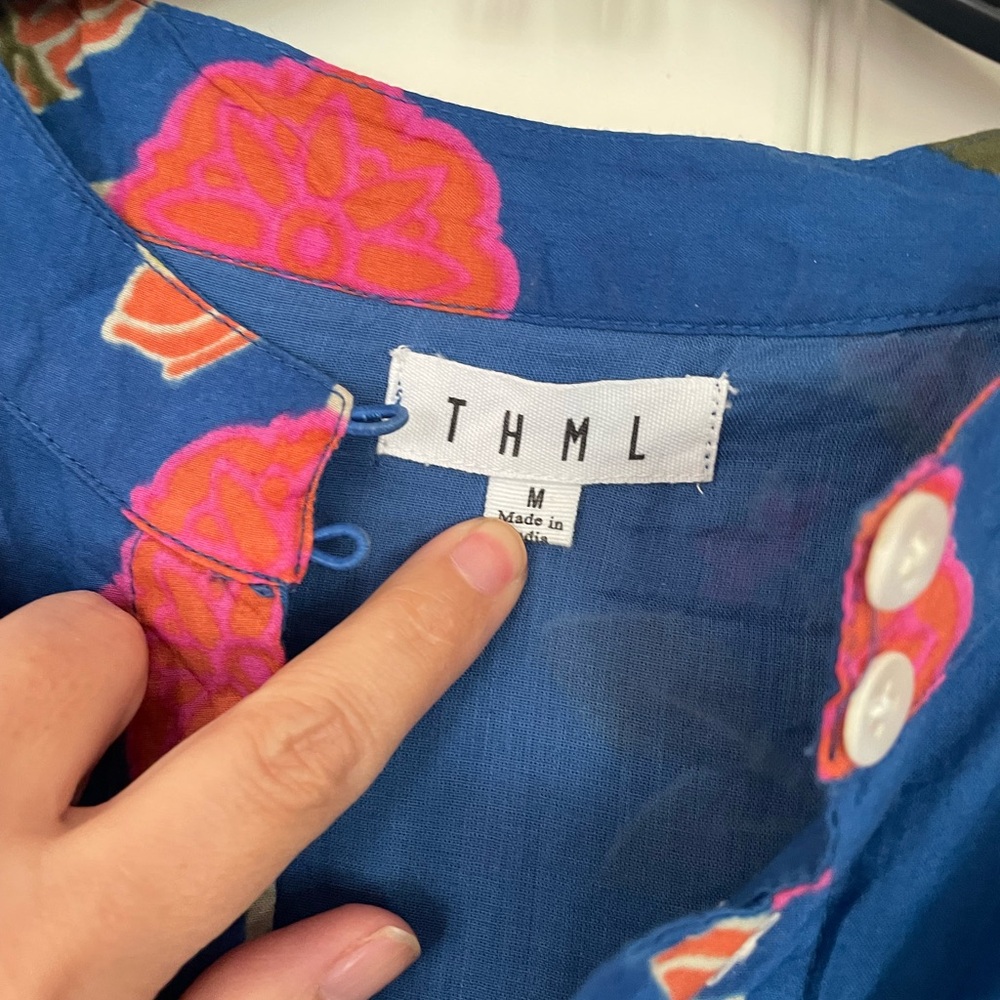 THML Blue floral print 100% cotton dress - Picture 2 of 4